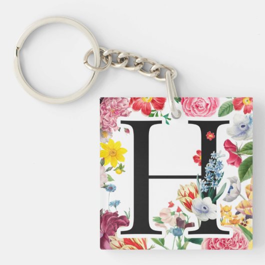 Floral Monogram Sleutelhanger (voorkant)
