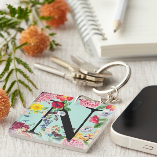 Floral Monogram Sleutelhanger (Voorkant Rechts)