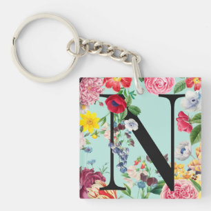 Floral Monogram Sleutelhanger