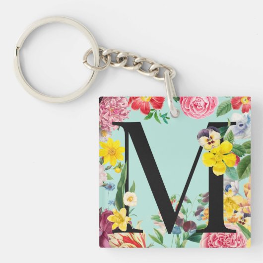 Floral Monogram Sleutelhanger (voorkant)