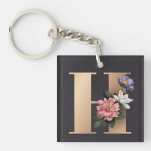 Floral Monogram Sleutelhanger