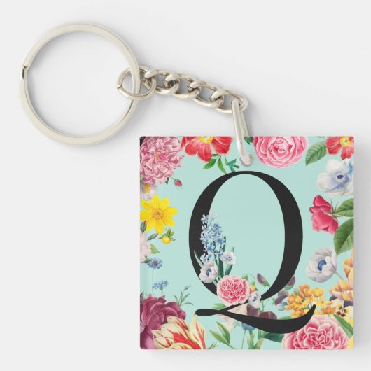 Floral Monogram Sleutelhanger (voorkant)