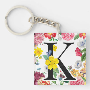Floral Monogram Sleutelhanger