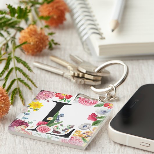 Floral Monogram Sleutelhanger (Voorkant Rechts)