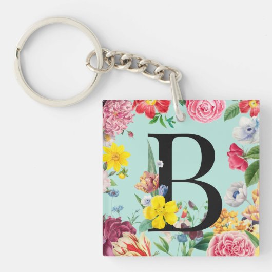 Floral Monogram Sleutelhanger (voorkant)
