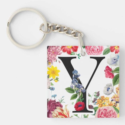 Floral Monogram Sleutelhanger (voorkant)