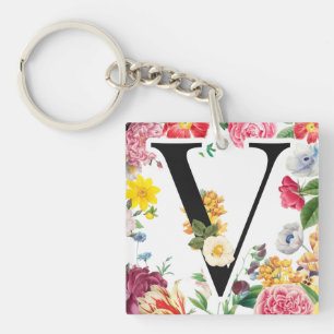 Floral Monogram Sleutelhanger