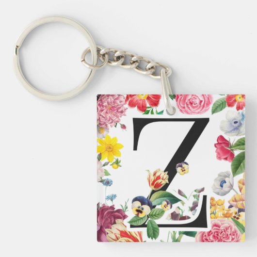 Floral Monogram Sleutelhanger (voorkant)
