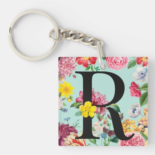 Floral Monogram Sleutelhanger (voorkant)