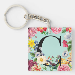 Floral Monogram Sleutelhanger