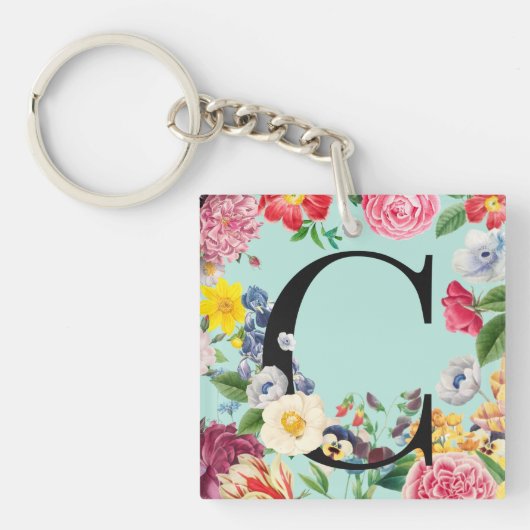 Floral Monogram Sleutelhanger (voorkant)