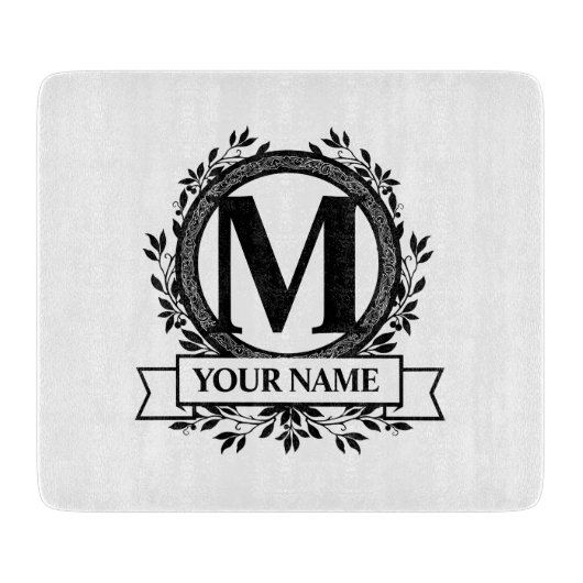 Floral Monogram Snijplank (Voorkant)