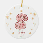 Floral Monogram Sterren Design Pattern Keramisch Ornament (Voorkant)