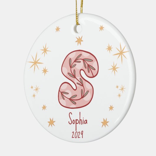 Floral Monogram Sterren Design Pattern Keramisch Ornament (Links)