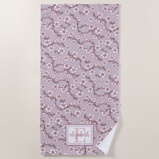 Floral Monogram Strandlaken – gepersonaliseerde zo (Voorkant)