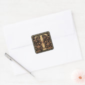 Floral Monogram "T" Vierkante Sticker (Envelop)