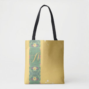 Floral Monogram Tas met braskleur