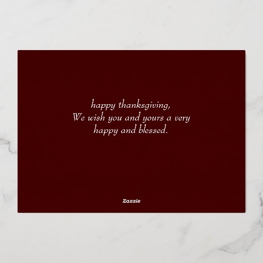 Floral Monogram Thanksgiving Familiefoto Collage Folie Feestdagenkaart (Achterkant)