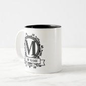 Floral Monogram Tweekleurige Koffiemok (Voorkant links)