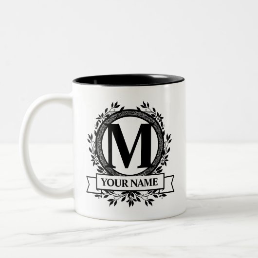 Floral Monogram Tweekleurige Koffiemok (Links)