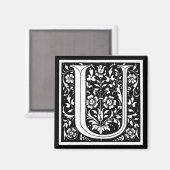Floral Monogram "U" Magneet (Voorkant / Achterkant)