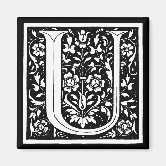 Floral Monogram "U" Magneet (Voorkant)