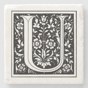 Floral Monogram "U" Stenen Onderzetter