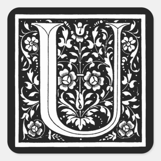 Floral Monogram "U" - Sticker (Voorkant)