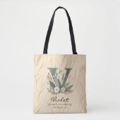 Floral Monogram V – Graceful Botanical Letter Art Tote Bag (Voorkant)
