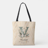 Floral Monogram V – Graceful Botanical Letter Art Tote Bag (Achterkant)
