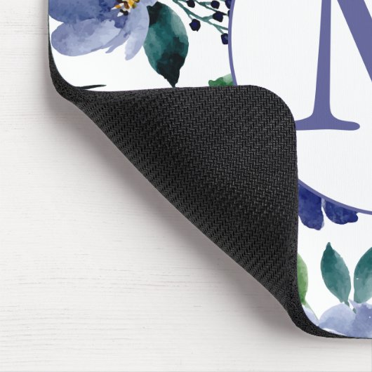 Floral-monogram van de Roestische marineblauwe Wat Muismat (Hoek)