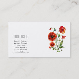 Floral Monogram Visitekaartje Red Poppy Flowers