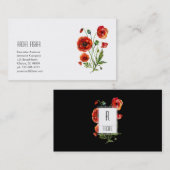 Floral Monogram Visitekaartje Red Poppy Flowers (Voorkant / Achterkant)