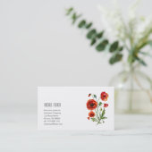 Floral Monogram Visitekaartje Red Poppy Flowers (Staand voorkant)