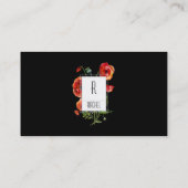 Floral Monogram Visitekaartje Red Poppy Flowers (Achterkant)