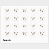Floral Monogram W Elegant Gold Foliage Ronde Sticker (Vel)