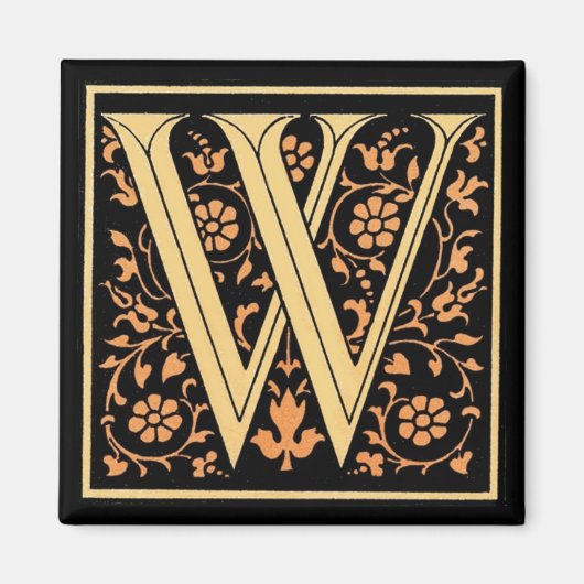 Floral Monogram "W" - Magnet (Voorkant)