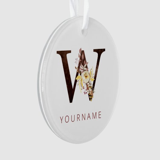 Floral Monogram W Rich Autumn Foliage Ornament (voorkant)