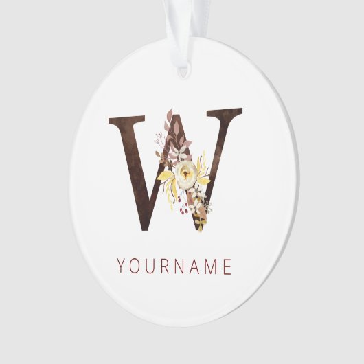 Floral Monogram W Rich Autumn Foliage Ornament (voorkant)