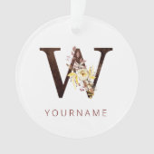 Floral Monogram W Rich Autumn Foliage Ornament (voorkant)