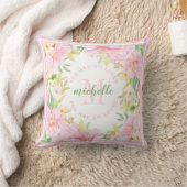 Floral Monogram Waterverf Blush Pink Baby Girl Kussen (Deken)
