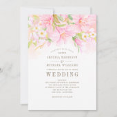 Floral Monogram Waterverf Blush Pink Boho Wedding Kaart (Voorkant)