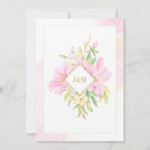 Floral Monogram Waterverf Blush Pink Boho Wedding Kaart (Achterkant)