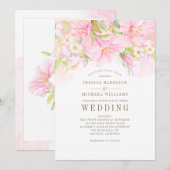 Floral Monogram Waterverf Blush Pink Boho Wedding Kaart (Voorkant / Achterkant)