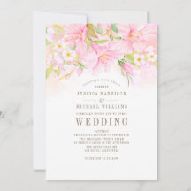 Floral Monogram Waterverf Blush Pink Boho Wedding