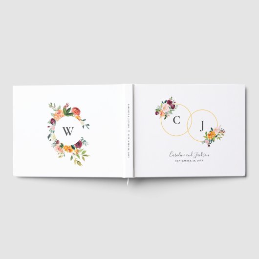 Floral Monogram Weddenschap Gastenboek (Volledig)