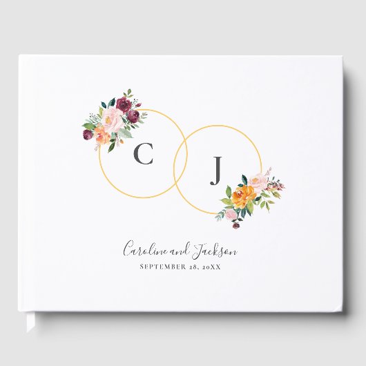 Floral Monogram Weddenschap Gastenboek (Voorkant)