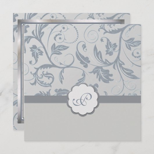 Floral Monogram Weddenschap Kaart (Voorkant / Achterkant)