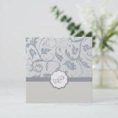 Floral Monogram Weddenschap Kaart (Staand voorkant)
