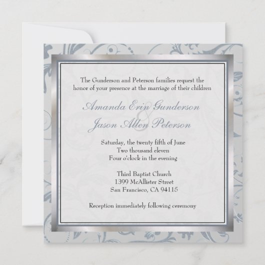 Floral Monogram Weddenschap Kaart (Achterkant)